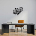 Decoratiune de perete, Peace At Home Peace in The World, Metal, Dimensiune: 68 x 58 cm, Negru