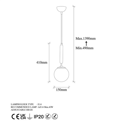 Lustra, Fulgor, 942FLG1308, Metal, Alb/Negru