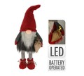 Decoratiune luminoasa Gnome w red hat, 26x26x65 cm, plus, rosu/gri