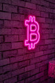 Decoratiune luminoasa LED, Bitcoin, Benzi flexibile de neon, DC 12 V, Roz