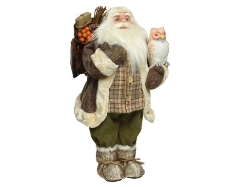 Decoratiune Santa w owl, Decoris, 19x27x60 cm, poliester, maro