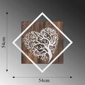 Decoratiune de perete, Tree v3, 50% lemn/50% metal, Dimensiune: 54 x 54 cm, Nuc / Argint