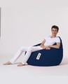 Fotoliu puf, Bean Bag, Ferndale Premium XXL, 115 x 130 cm, poliester impermeabil, albastru inchis