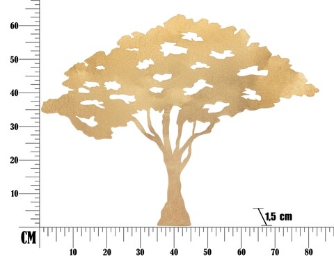 Decoratiune de perete Tree Plan , Mauro Ferretti, 82x63 cm, fier, auriu