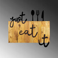 Decoratiune de perete, Just Eat It, Metal/lemn, Dimensiune: 58 x 3 x 52 cm, Nuc / Negru