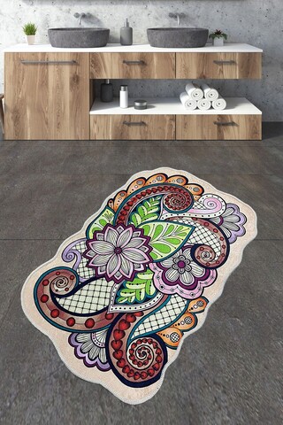 Covoraș de baie, Chilai, Forme, 70x120 cm, Poliester, Multicolor