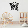 Decoratiune de perete, Butterfly From Flower, Metal, Dimensiune: 59 x 1,5 x 49 cm, Negru