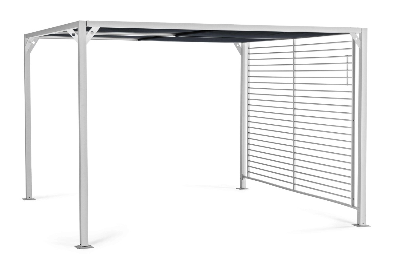 Pavilion pentru gradina cu prelata glisanta Gazebo, Bizzotto, 300 x 360 cm, aluminiu/poliester, alb