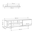 Comoda TV, Decortie, Stockton, 160x44x35.6 cm, Stejar alb