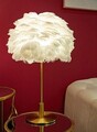 Lampa de masa Ball Feather, Mauro Ferretti, Ø30 x 50 cm, 1 x E27, 40W, fier, auriu/alb