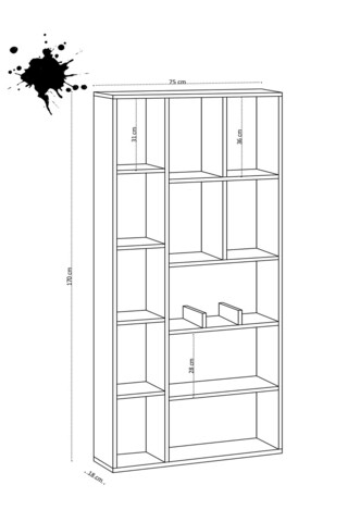 Corp biblioteca, Emerald, Demios, 75x170x18 cm, Maro