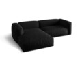 Coltar modular stanga 2 locuri, Martina-169, Micadoni Home, 283x176x75 cm, tesatura structurata catifelata, negru