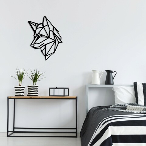 Decoratiune de perete, Wolf 4, Metal, Dimensiune: 43 x 55 cm, Negru