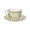 Set 2 cesti cu farfurie pentru ceai Limoni, Brandani, 100 ml, portelan New Bone China