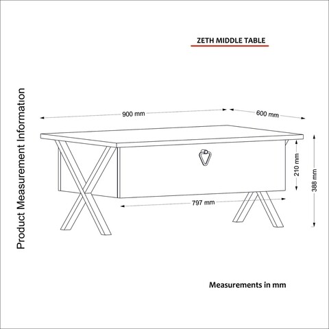 Masuta de cafea Zeth Patik, Tera Home, 90x60x39 cm, bej