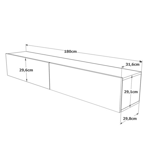 Comoda TV FR8 - AW, Locelso, 180x31.6x29.6 cm, natural/alb