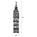 Decoratiune de perete, Big Ben, Metal, Dimensiune: 28 x 150 cm, Negru