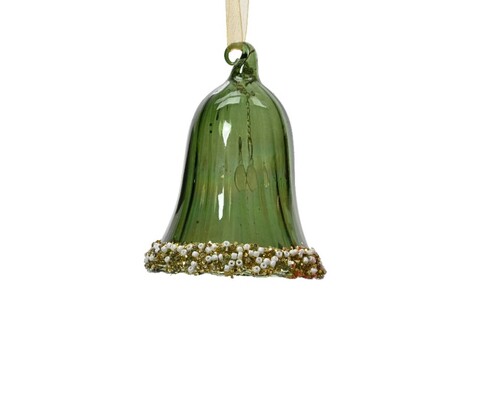 Glob Bell-pine green, Decoris, H6.7 cm, sticla, verde