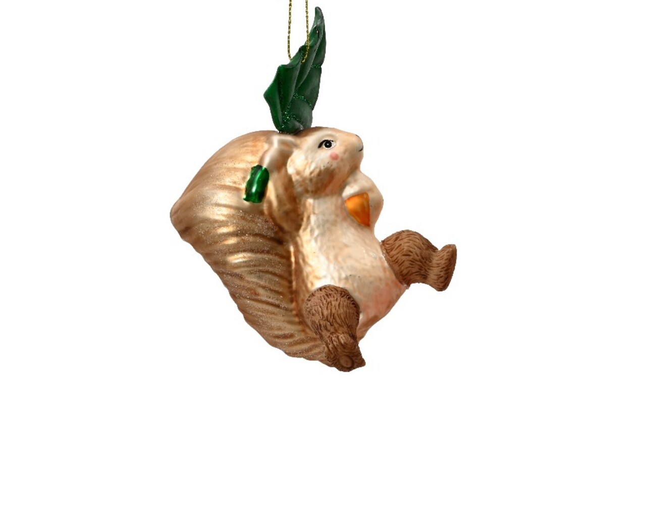 Glob Squirrel w leave on head, Decoris, 7x4.5x11 cm, sticla, multicolor