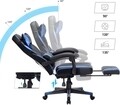 Scaun de birou ergonomic Gaming, Vasagle, piele ecologica, negru/albastru