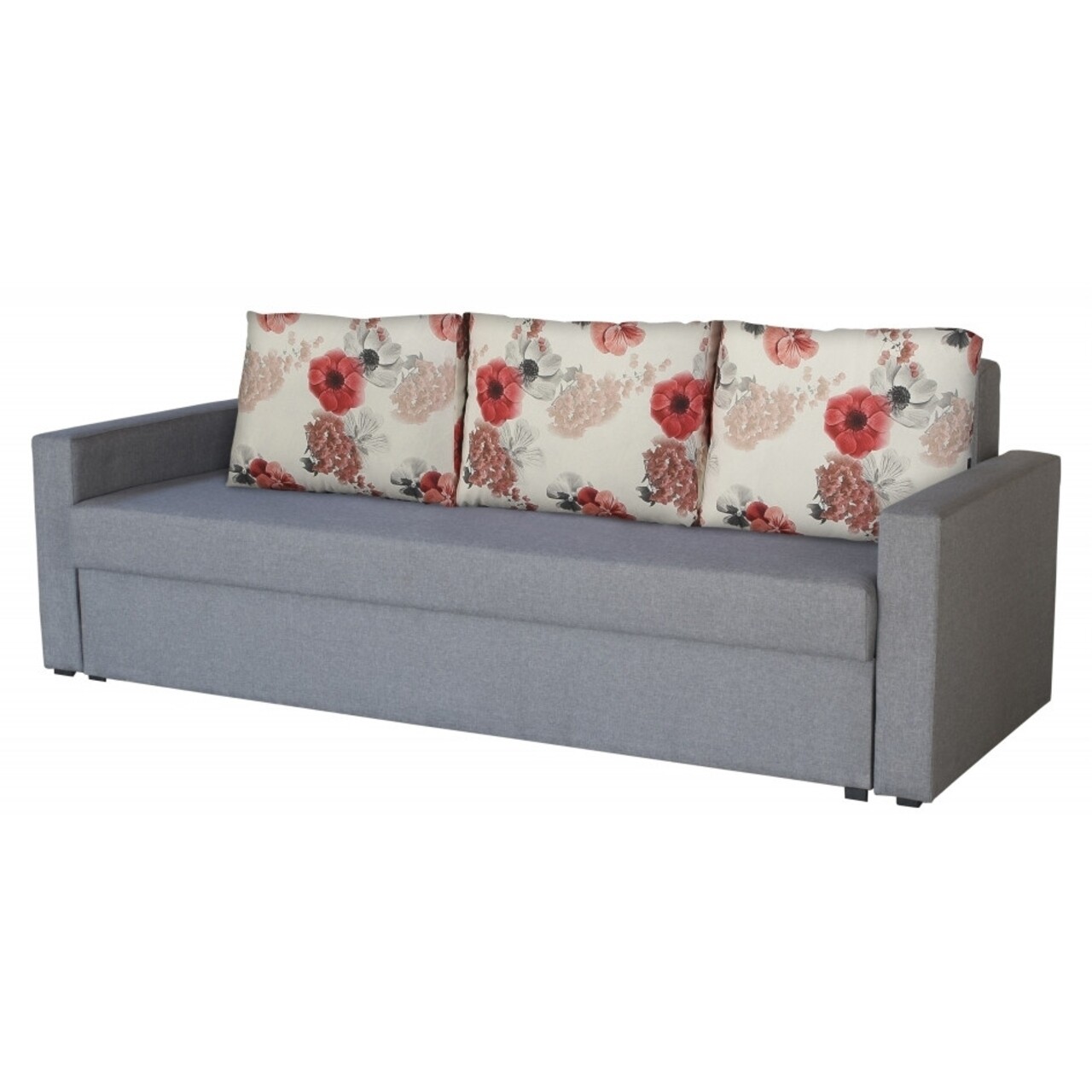 Canapea extensibila Firenze Grey Roses Flower 218x85x85 cm, cu lada de depozitare