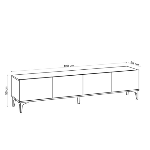 Comoda TV, Emerald, Nora, 180 x 50 x 35 cm, pal melaminat, stejar