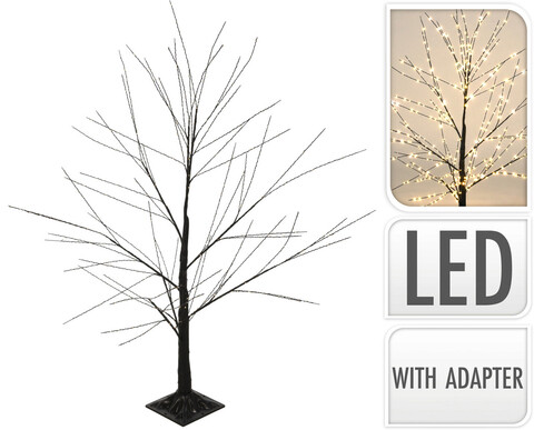 Decoratiune luminoasa de exterior Tree, H120 cm, IP44, metal/plastic, negru