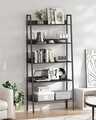 Biblioteca cu 5 niveluri Ladder, Vasagle, 80x30x170 cm, max 75 kg, PAL/otel, negru