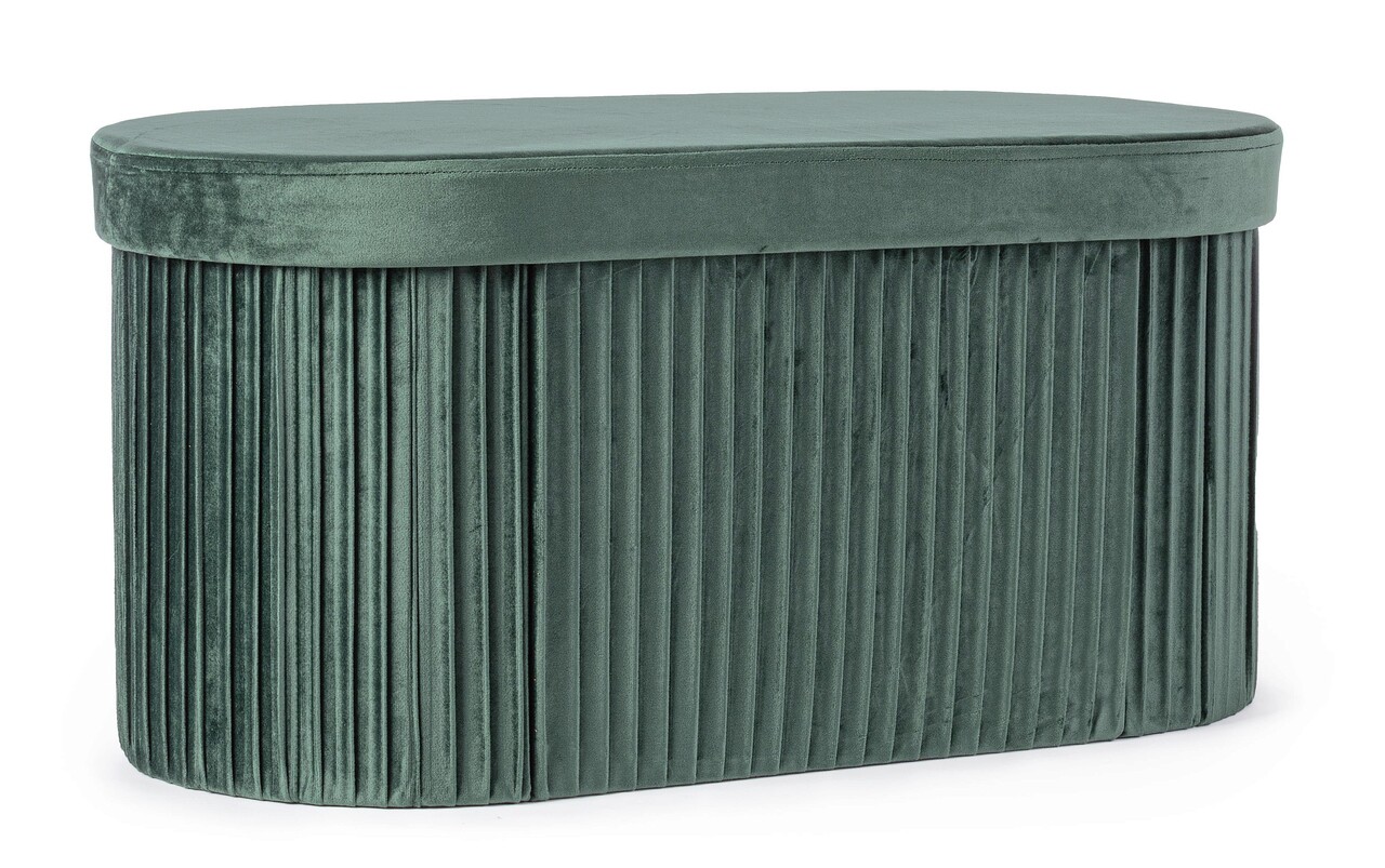 Taburet cu spatiu de depozitare Jocelyn Oval, Bizzotto, 76x38x38 cm, MDF/catifea, verde