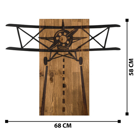 Decoratiune de perete, Vecivi, Metal, Cadru: 100% LEMN (grosime: 3 cm), Nuc negru