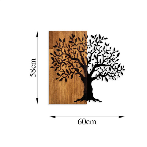 Decoratiune de perete, Mysterious Tree, Lemn/metal, Dimensiune: 60 x 58 cm, Nuc / Negru