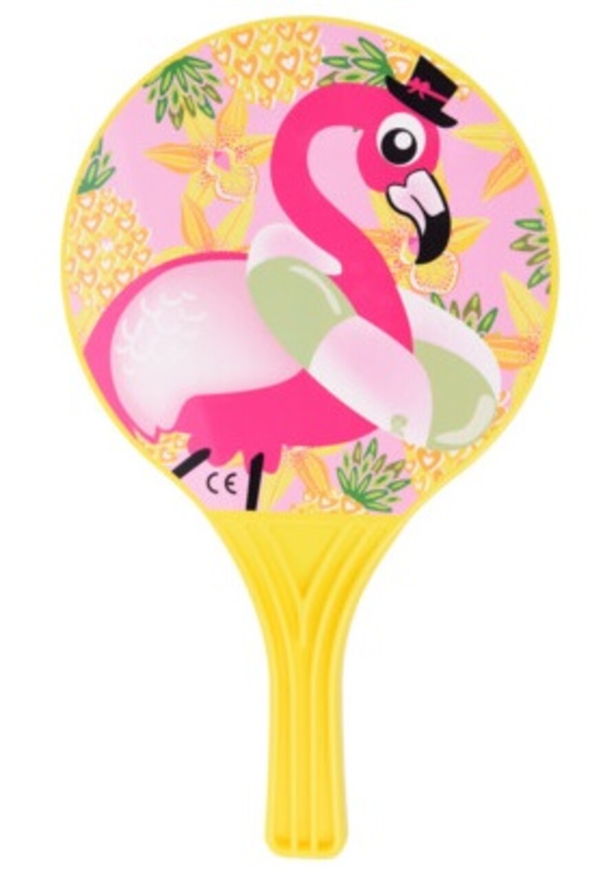 Set ping pong pentru plaja Flamingo, 3 piese, 23x38 cm, polipropilena, galben