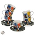 Set 6 cesti cu farfurie Etna, Versa, 10.5x8x6 cm, portelan