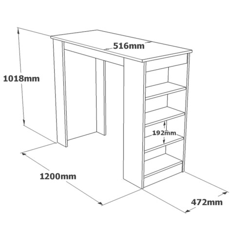 Masa pentru bar, Locelso, ST1 - LA, 120 x 101.8 x 51.6 cm, pal melaminat, pin/negru