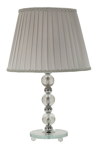 Lampa de masa Tolly, Mauro Ferretti, 1 x E27, 40W, 30x48 cm, metal/sticla/textil, argintiu