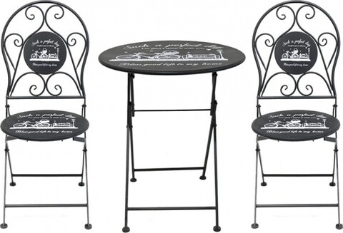 Set mobilier de gradina Bike, InArt, 3 piese, negru