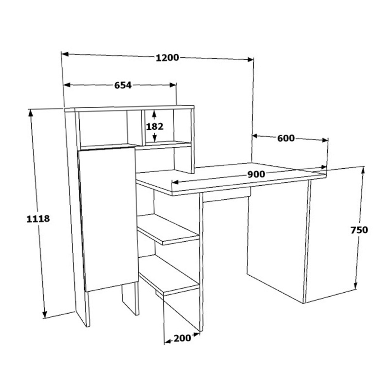 Birou Slate, Pakoworld, 120x60x112 cm, PAL melaminat, alb/maro