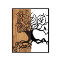 Decoratiune de perete, Tree Man, 50% lemn/50% metal, Dimensiune: 49 x 3 x 58 cm, Nuc negru