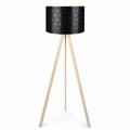 Lampadar PWL-1060 Dots, Pakoworld, 38x38x140 cm, 1 x E27, MDF/textil, negru/natural