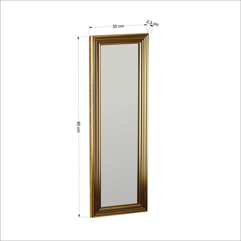 Oglinda decorativa, Siam, Boos, 30x90x3 cm, MDF , Auriu
