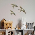 Decoratiune de perete, Flying Swallow, Poliester, Aur/Alb