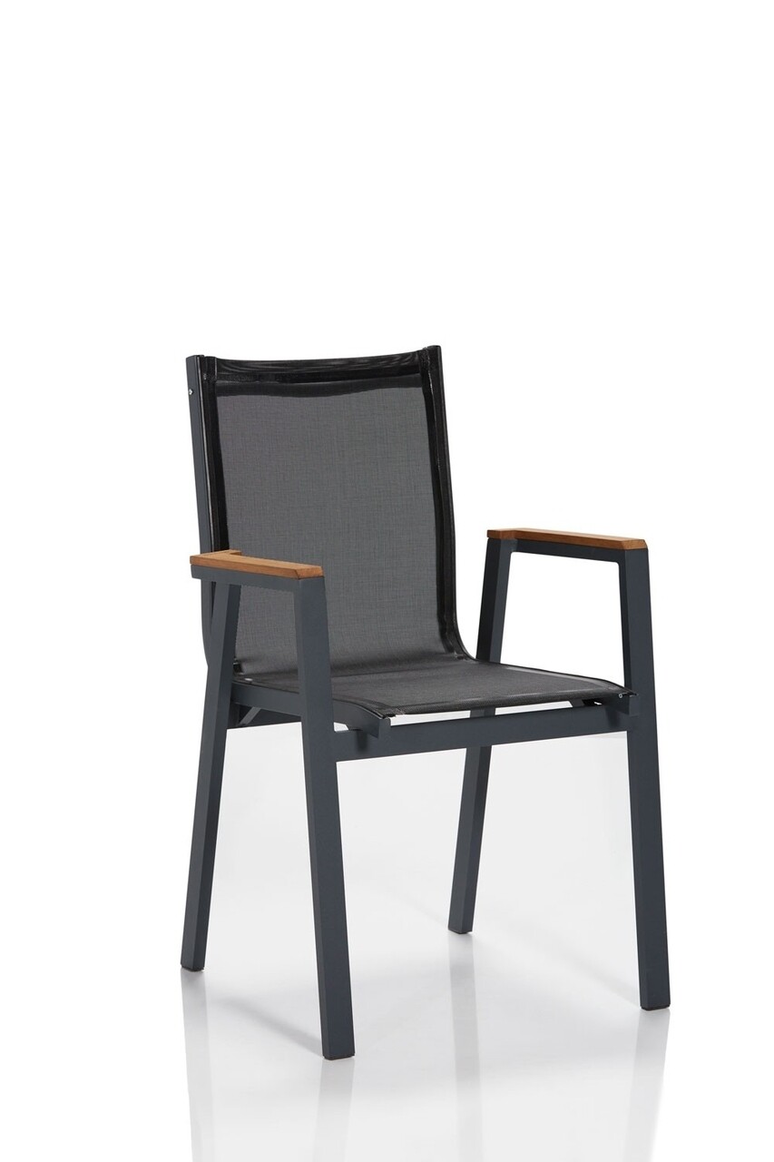Set 6 scaune pentru gradina Ottowa Bahce Sandalye, Clara, 57x63x90 cm, gri/negru