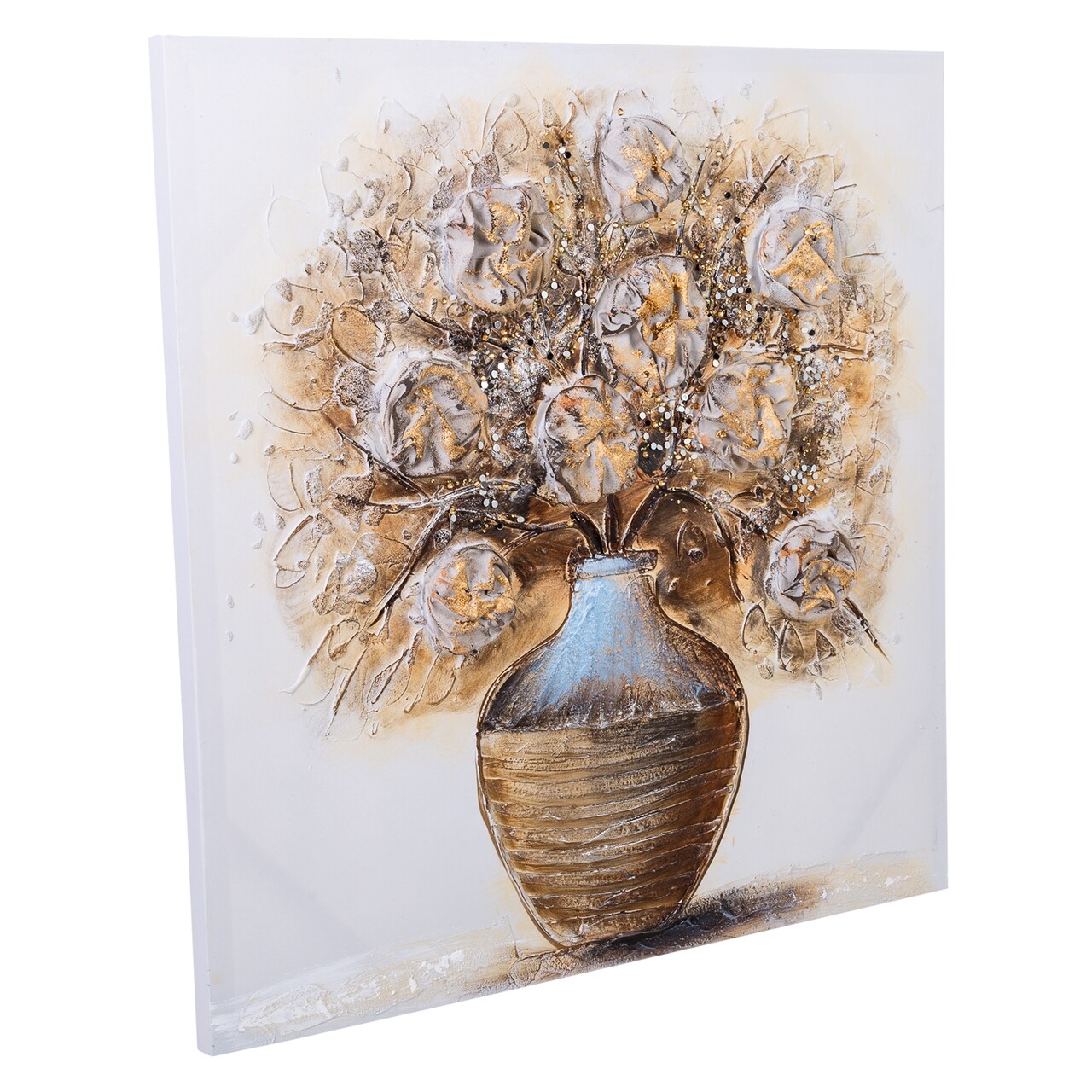 Tablou Copper Vase, Creaciones Meng, Canvas Pictat Manual, 80x80 Cm