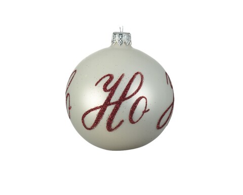 Glob Ho ho ho, Decoris, 8 cm, sticla, alb