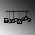 Decoratiune de perete, Teamwork, Metal, 70 x 35 cm, Negru