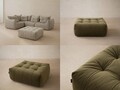 Coltar modular dreapta 4 locuri, Bloom-184, Micadoni Home, 316x310x95 cm, catifea, verde deschis