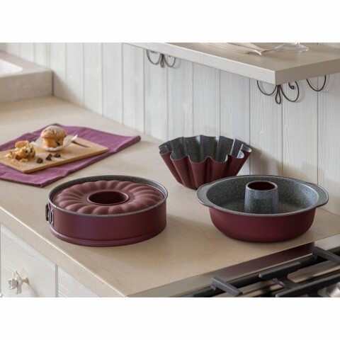 Forma pentru budinca Sweet Cherry, Tognana, 24 cm, otel carbon, burgund/gri