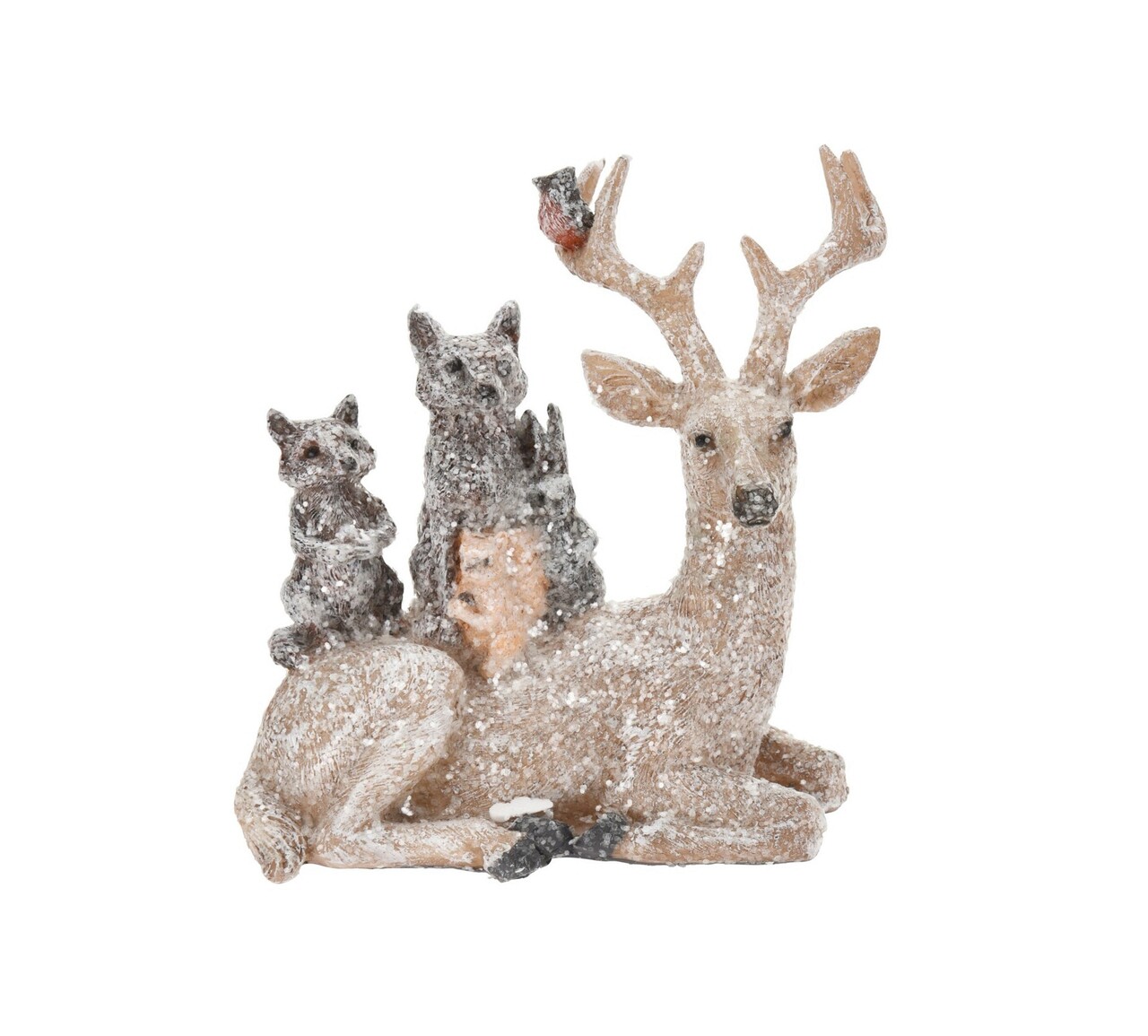 Decoratiune Reindeer, raccoon and rabbit, 13x7x15 cm, poliston