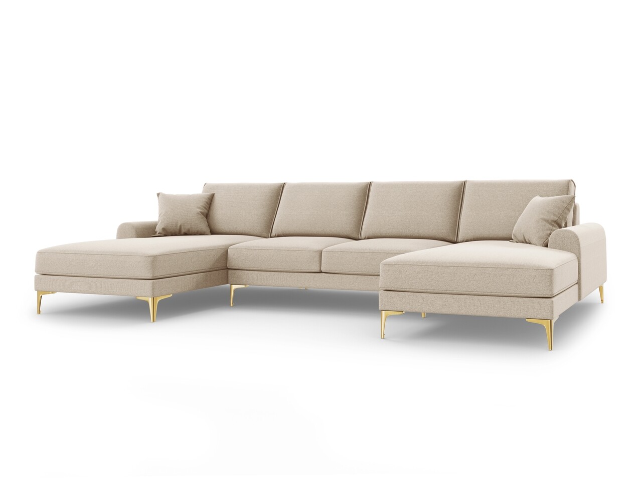 Coltar panoramic, Madara, Mazzini Sofas, 6 locuri, gold legs, 334x182x90 cm, material structurat, bej - 1 | YEO