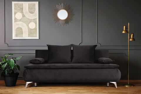 Canapea extensibila Sofie Lux, 203x92x86 cm, 3 locuri, lada pentru depozitare, graphite